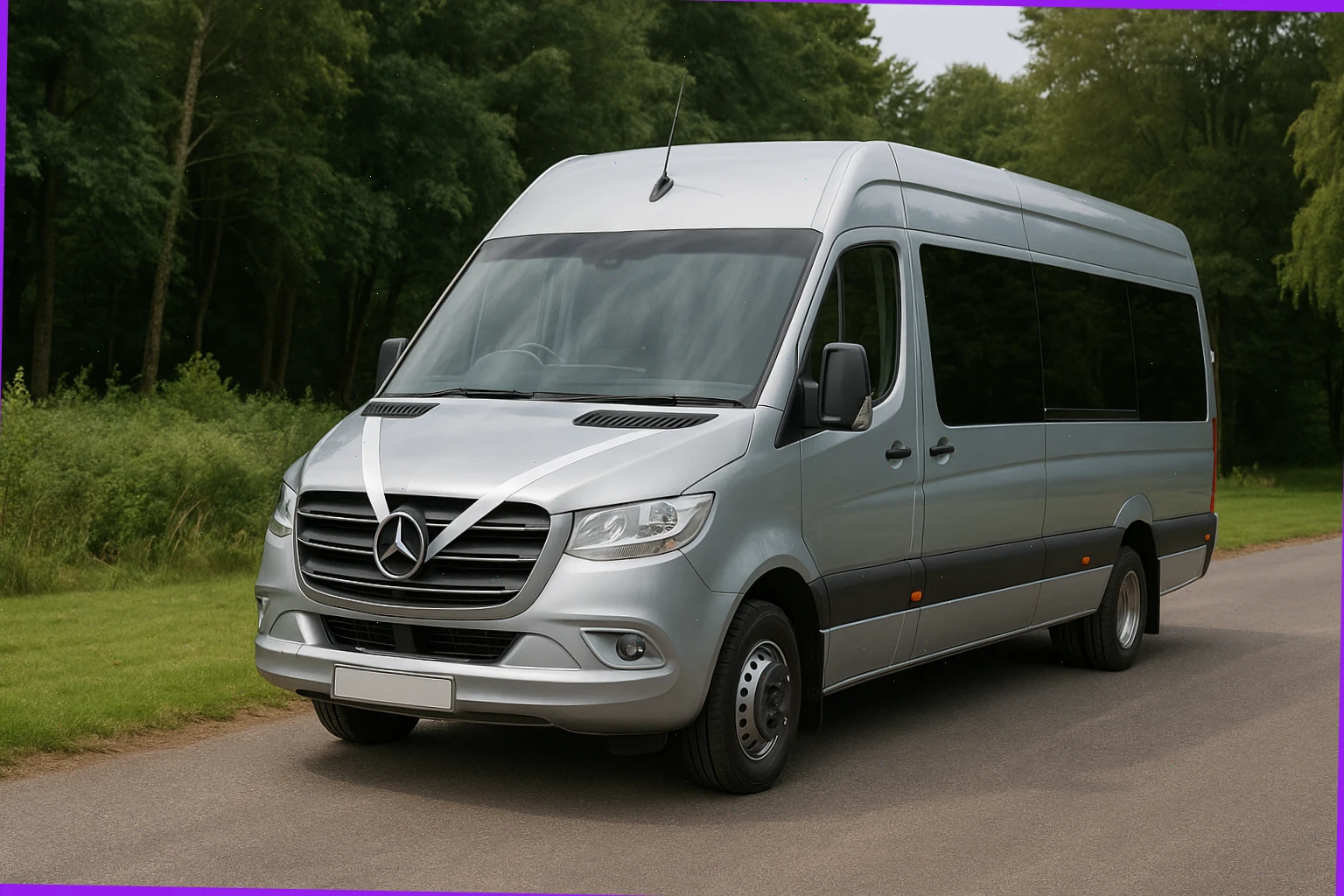 Smart minibus ready for wedding guest shuttle in the New Forest